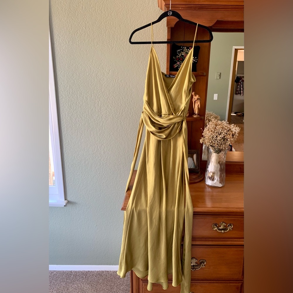 Green Satin ZARA Dress